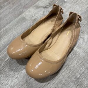 Cole Haan Beige Patent Leather Ballet Flats with Bow